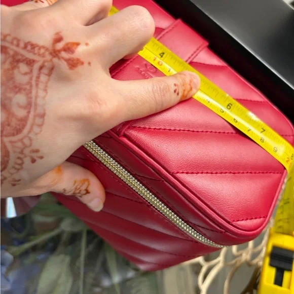 Yves Saint Laurent Quilted Red Cosmetic Case with Gold Hardware - Picture 6 of 13